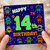 14th Birthday Card, Pixel Robot Retro Gaming Style