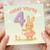 4th Birthday Card for Children - Cute Bunny in Tutu with Number 4 Balloon - Today You're 4