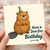 Funny Beaver Birthday Card - Cute Party Hat Animal Pun, 'Have a Dam fine Birthday!' Humorous Card for Friends, Family, Him or Her