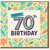 Happy 70th Birthday Card, Colourful Striped Number with Floral Pattern, Milestone Seventieth Card for Him or Her