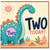 2nd Birthday Card, Cute Dinosaur Two Today Card