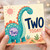 2nd Birthday Card, Cute Dinosaur Two Today Card
