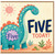5th Birthday Card, Cute Dinosaur Five Today Card