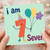7th Birthday Card, I Am Seven Balloons Card