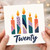 20th Birthday Card, Colourful Candle Design, Twenty Birthday Card