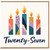 27th Birthday Card, Colourful Twenty - Seven Candle Design