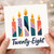 28th Birthday Card, Colourful Patterned Candle Design