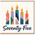 75th Birthday Card, Colourful Candles Design