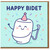 Funny Birthday Card - 'Happy Bidet' Pun with Cute Cartoon Bidet, Party Hat and Confetti - Light-hearted Toilet Humour for Friends or Family