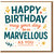 Happy Birthday Card - 'May Your Day Be As Marvellous As You' - Colourful Hand-Lettered Typography with Confetti and Leaves - Cheerful Greeting for Friends, Family or Colleagues