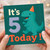 5th Birthday Card for Kids - Cute Dinosaur with Party Hat - 'It's 5 Today!' Age Five Children's Birthday Card