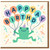 Happy Birthday Card - Cute Frog with Party Hat Holding Colourful Balloon Letters, Confetti Party Design