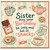 Sister Birthday Card, Cute Cosy Snacks and Teacups Birthday Greeting Card