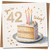 42nd Birthday Card - You're 42 Today Cake Slice, 145mm x 145mm Square, Includes Kraft Envelope