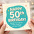 Funny 50th Birthday Card - Teal Confetti Design - 'Your Age Has Finally Caught Up With Your Looks!' Milestone Humour for Him or Her