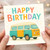 Happy Birthday Card - Retro Camper Van Illustration with Colourful Confetti - Cute Travel Theme for Campervan & Road Trip Lovers