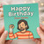 Funny Birthday Card - Happy Birthday From Socko - Cartoon Bearded Man with Striped Jumper and Bandaged Fist - Humorous Greeting for Friends, Him or Her