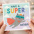 Have a Super Birthday Card - Cute Superhero Cat with Cape and Crown, Rainbow Letters, Fun Kids Birthday Greeting