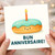 Bun Anniversaire Birthday Card - Cute Iced Bun with Candle, Funny Food Pun for Friends, Family or Colleagues