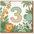 3rd Birthday Card for Kids - Jungle Safari Animals with Big Number 3 - Cute Age 3 Card for Boys or Girls