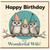 Wife Birthday Card, Happy Birthday to a Wonderful Wife Owl Card