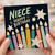 Niece Happy Birthday Card, Colourful Candles and Stars Birthday Card