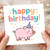 Cute Pig Birthday Card - Party Hat Piglet with Confetti and Colourful 'happy birthday!' Text - Fun Animal Design for Kids, Boys, Girls, Friends