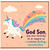 God Son Birthday Card, Magical Unicorn Rainbow Birthday Card