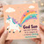 God Son Birthday Card, Magical Unicorn Rainbow Birthday Card