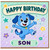 Son Happy Birthday Card, Cute Cartoon Puppy Birthday Card