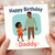 Happy Birthday Daddy Card - Cute Father and Child Holding Hands Illustration - From Son or Daughter - Dad Birthday Card