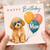 Mum Birthday Card, with Cute Mum and Balloons