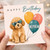 Nephew Birthday Card, Cute Puppy with Balloons Happy Birthday Greeting Card