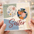 Sister Happy Birthday Card, Floral Balloon Design