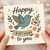 Happy Birthday To You Bird - Cute Illustrated Birthday Card with Flowers and Banner