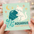 Aquarius Birthday Card - Cute Cat Water-Bearer Zodiac Design with Stars & Moon - Happy Birthday