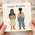 Happy Birthday Card - Two Friends Illustration with Present and Colourful Confetti - Cheerful Modern Design