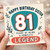 81st Birthday Sister Card - Happy Birthday Sister 81 Years of Being a Complete Legend
