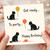 Funny Cat Birthday Card - 'Get ready... To party... Happy Birthday!' Black Cats with Balloons - Cute Design for Cat Lovers, Friends or Family