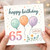 65th Birthday Card - Pastel Balloons with Floral Details, Confetti and 'Happy Birthday' Lettering - Milestone Card with 'With Love' Message - Cute, Contemporary Design