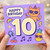 10th Birthday Card for Kids - Cool Cat with Sunglasses, Party Hat and Fun Icons - Big Number 10 Happy Birthday Children's Card
