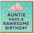 Auntie Dinosaur Birthday Card - Cute Triceratops with Stars - Have a Rawrsome Birthday - Funny Pun Card for Auntie from Niece or Nephew