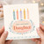 38th Birthday Daughter Card, Pastel Candles and Floral Decorative Design