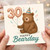 30th Birthday Card - Happy Bearday Bear with Party Hat and 30 Balloons - Funny Pun Animal Birthday Card