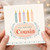 91st Birthday Cousin Card, Floral Vintage Candle Design
