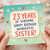23rd Birthday Card for Sister, 23 Years of Sunshine Happy Birthday Wonderful Sister