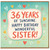 Sister 36th Birthday Card, Happy Birthday Wonderful Sister 36 Years of Sunshine