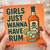 Funny Birthday Card for Her - Girls Just Wanna Have Rum - Boozy Pun with Rum Bottle, Lime and Cocktail Umbrella - For Friend, Sister, Bestie, Workmate