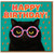 Funny Cat Birthday Card - Black Cat with Colourful Polka-Dot Glasses on Teal with Lightning Bolts - Happy Birthday