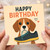 Happy Birthday Dog Card - Cute Beagle Holding a Trainer, Playful Puppy Design for Dog Lovers, Fun Birthday Card for Friends, Family, Him or Her